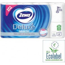 Туалетная бумага ZEWA Delux Pure White 8 рулонов/3-х слойная белая
