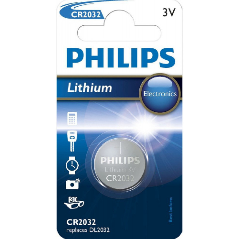 Philips B-5 Baterijas PHILIPS CR 2032 Lithium Minicells, 1 gab.