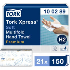 Roku salvetes TORK Premium Interfold Soft H2, 2 sl.,150 salvetes, 21.2 x 25.5 cm, baltā krāsā ( Gab. x 21 )