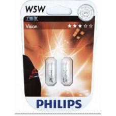 Philips Autolampa PHILIPS  12V 5W Vision, 2gab. (bezcokola)W2.1x9.5d