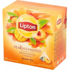 Melnā tēja LIPTON Persiku Mango, piramīdas, 20gab