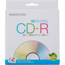 MEMOREX CD-R 700MB kompaktdisks 52X, ENVELOPE, 10gab [56996]