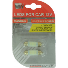 Autoduals B2-9Autolampas LED SV8.5 36mm, Canbus, Ceramic, baltas, 2gab