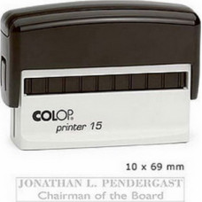 Zīmogs COLOP Printer 15, melns korpuss, bez krāsas spilventiņš