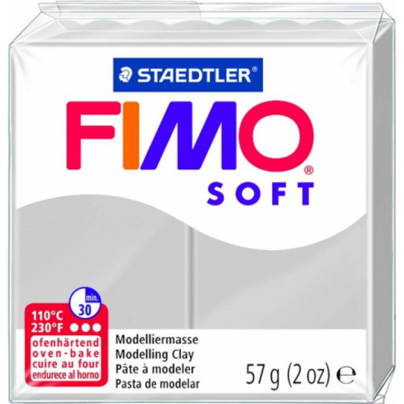 Cietējoša modelēšanas masa FIMO SOFT, 57 g, pelēkā krāsa (dolphin grey)