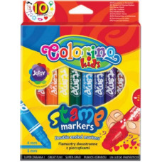 Flomasteri COLORINO divpusīgi, ar bērnu zīmogiem, 10 krāsas