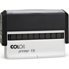 Zīmogs COLOP Printer 15, melns korpuss, zils spilventiņš
