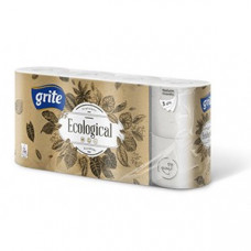 Tualetes papīrs GRITE Ecological 3 sl., baltā krāsā, 8 gab./iepak., 14.85m