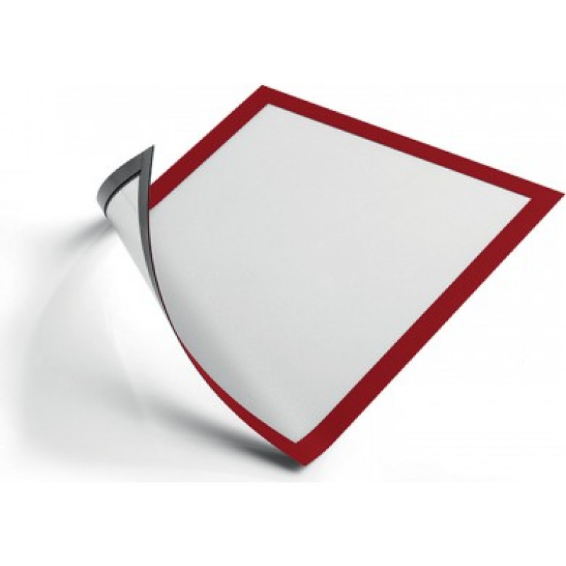 Pašlīpoša kabata DURABLE DURAFRAME® MAGNETIC  ar rāmi sarkanā krāsā, A4 formāts, 5 gab./iepak.