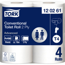 Tualetes papīrs TORK Advanced T4, 2 sl., 496 lapiņas rullī, 9.9 cm x 69.4 m, baltā krāsā, 4 gab./iepak.