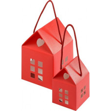 Dāvanu kastīte - māja, 80 x 80 x 80 mm, sarkana ( Gab. x 5 )