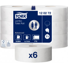Tualetes papīrs TORK Advanced Jumbo T1, 2 sl, 1800 lapiņas rullī, 9.7 cm x 360 m, baltā krāsā ar lapiņām ( Gab. x 6 )