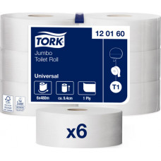 Tualetes papīrs TORK Universal Jumbo T1, 1 sl., 2400 lapiņas rullī, 9.7 cm x 480 m, nebalināts ( Gab. x 6 )
