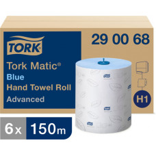 Roku dvieļu rullis TORK Advanced Matic Blue, 2 sl., 612 lapas rullī, 21 cm x 150 m, zilā krāsā ( Gab. x 6 )