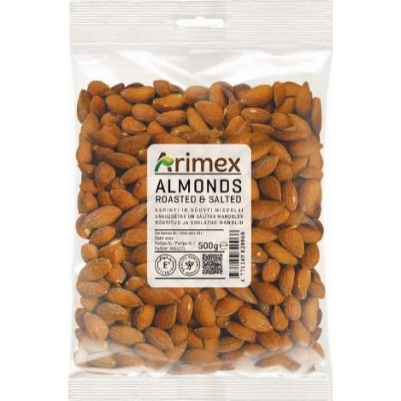 Mandeles grauzdētas, sālītas 500g, ARIMEX