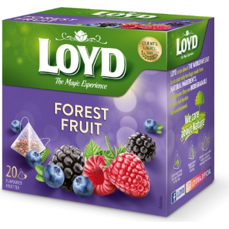 Augļu tēja LOYD Pyramids ar meža augļu garšu, 20x2 g