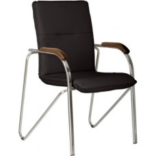 Konferenču krēsls NOWY STYL SAMBA melnas ādas imitācija V-14, koka rokturi 1.016