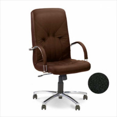 Biroja krēsls NOWY STYL MANAGER STEEL Chrome melna āda SP-A