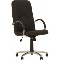 Biroja krēsls NOWY STYL MANAGER STEEL Chrome, melnas ādas imitācija