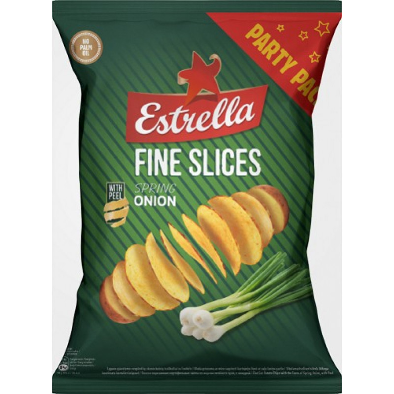 Čipši Estrella Fine Slices ar sulīgu sīpolu garšu ( Iepak. x 15 )